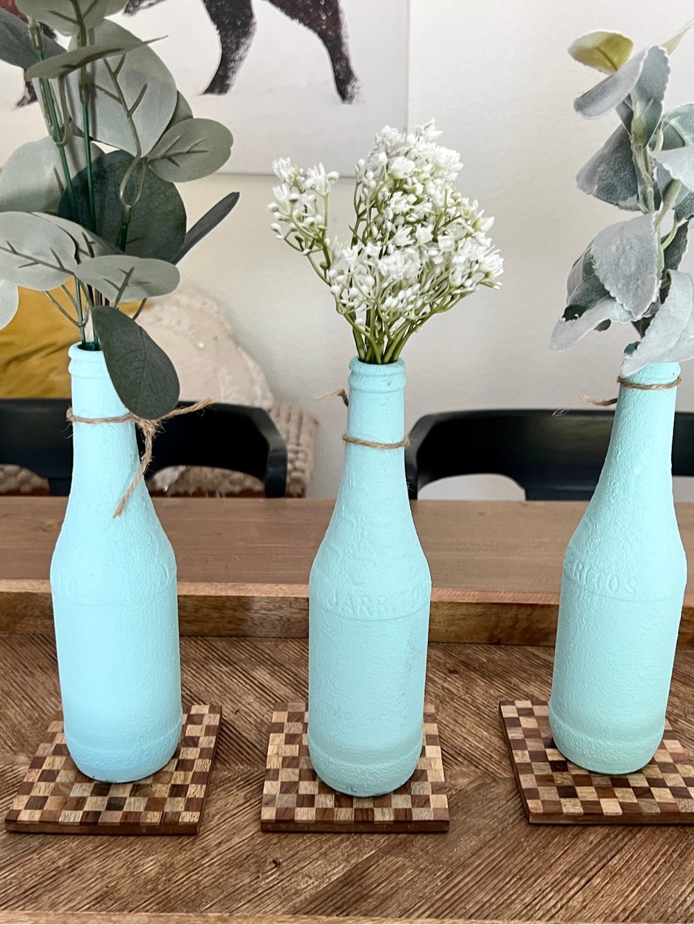 Handmade Faux Stoneware Bottle Centerpiece Set of 3 (Florals Included) - Picture 4 of 7